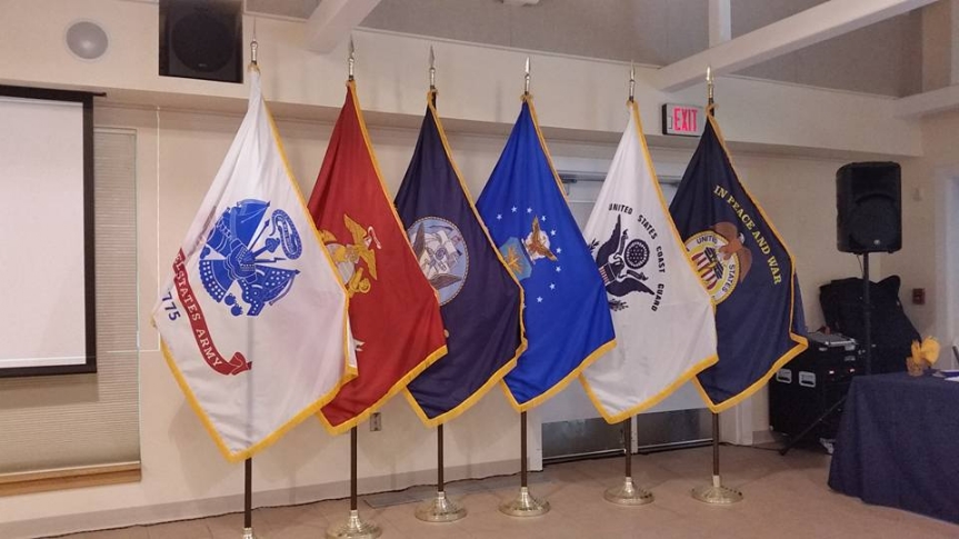 The service flags at the Honor Guard training in September 2015.